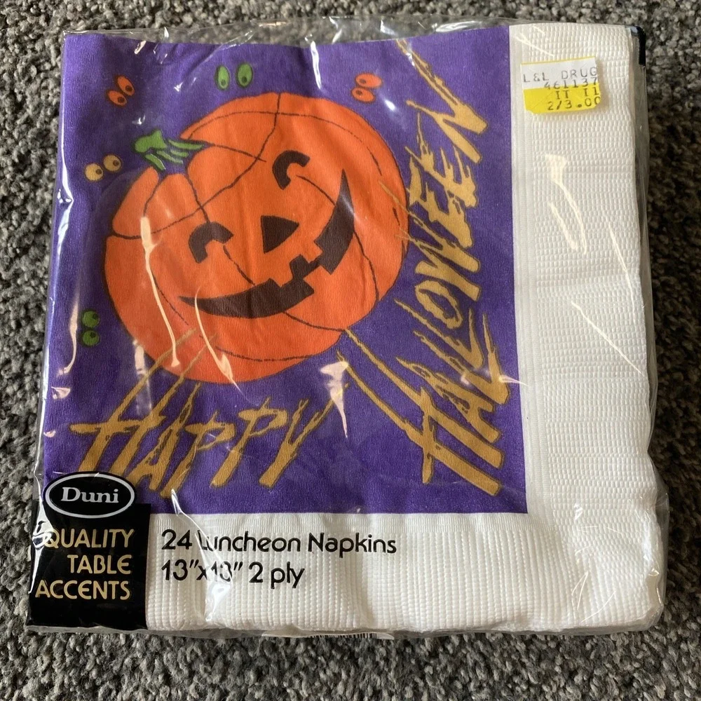 Vintage Duni Halloween Beverage / Lunch Napkins Plates Unopened Party NOS MTC